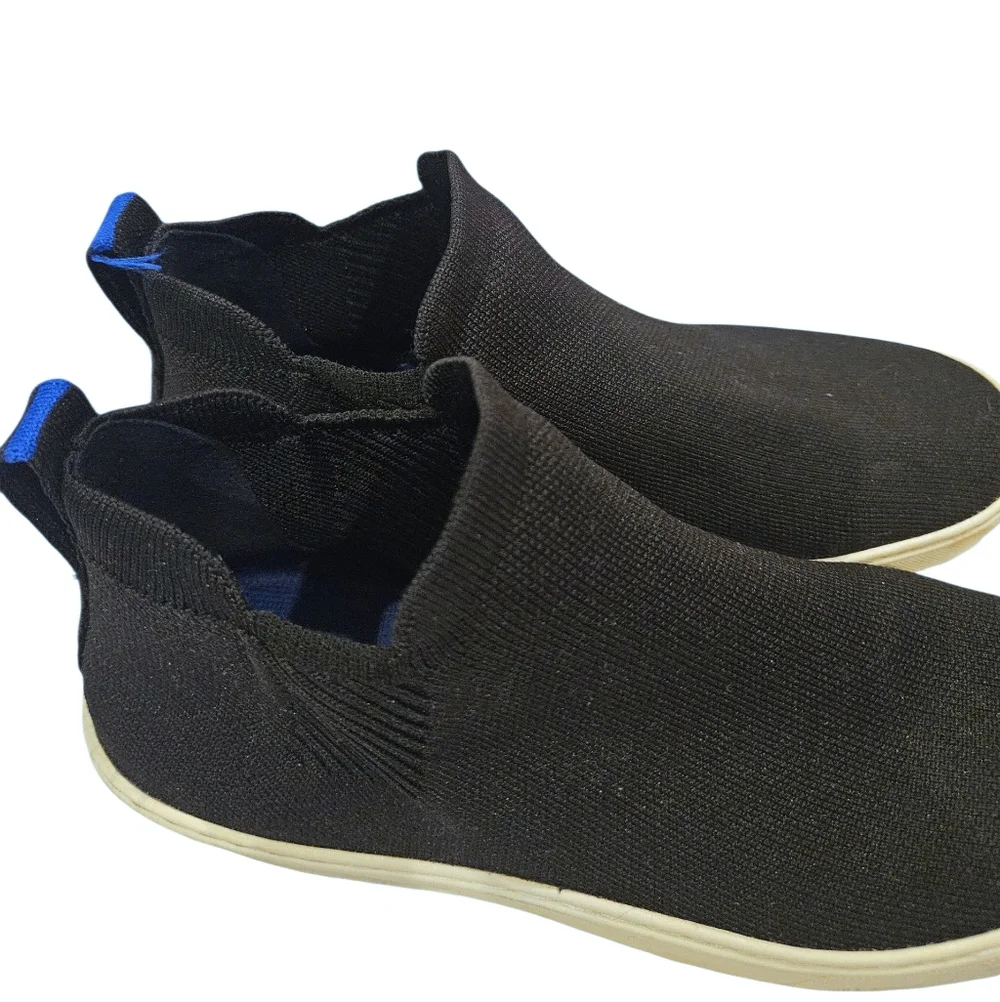 Rothys The Chelsea Sneaker Black Knit High Top Ankle Bootie Pull-On Shoe US W10